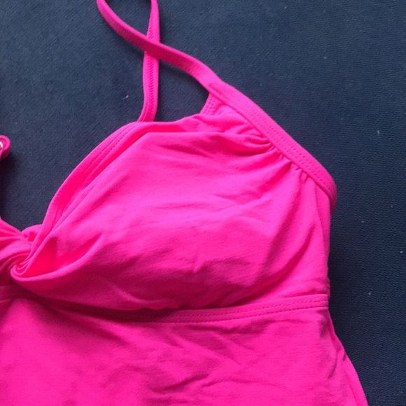 NWOT Athleta Knot Front Tankini Swim Top UPF 50+ S Hot Pink - Picture 3 of 6